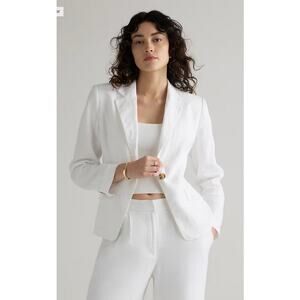 100% European Linen Structured Blazer White Size M